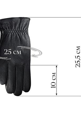 Черные мужские перчатки из кожи оленя с поджкладкой из шерсти 11.5