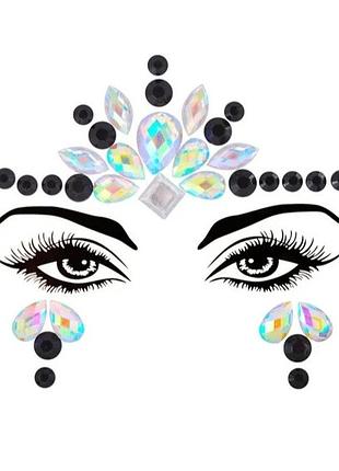 Стразы на лицо для вечеринок и карнавалов one size черно-серебристый