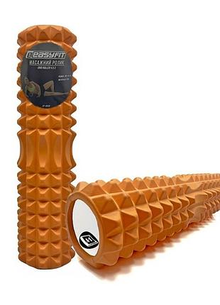 Массажный ролик easyfit ef-2028-or, eva-пена, оранжевый, 45×13 см - для йоги, фитнеса, реабилитации