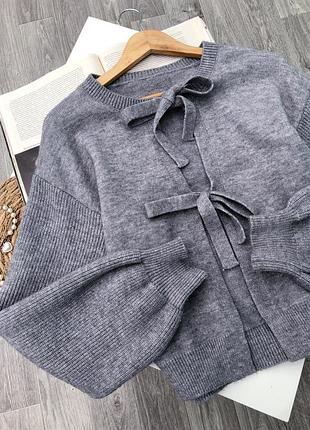 Трендовиі сірий кардиган на завʼязках