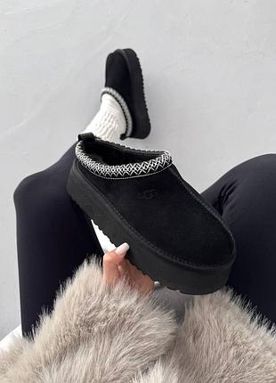 Угги женские ugg tasman tazz slipper platform black платформа