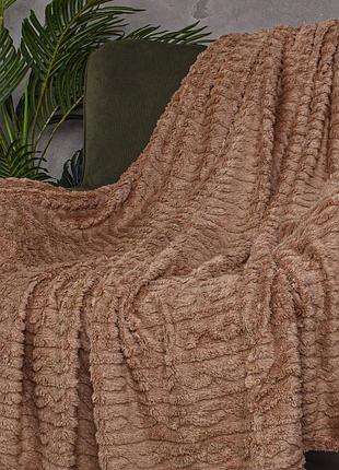 Плед евро пушистый koloco "цепочка" 220 х 240 см (39751) светло-коричневый