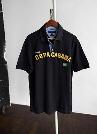 Tommy hilfiger mens black brazil copacabana embroidered polo shirt чоловіче, чорне, поло, футболка, бразилія, копакабана, томмі хілфігер
