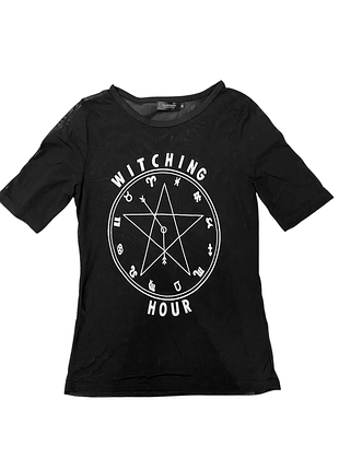 Готична вінтажна відьомська футболка топ сітка