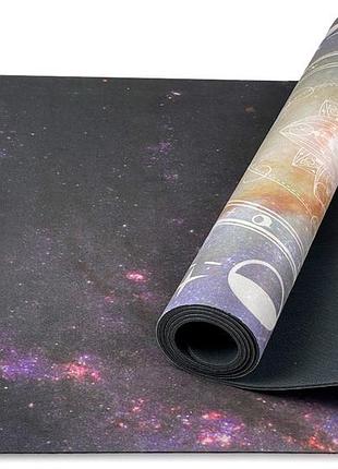 Коврик для йоги и фитнеса easyfit ef-1926-3, антискользящий, фиолетовый, 183×61×0,3 см, каучук + замша