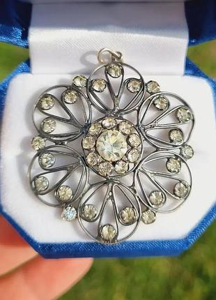 Шикарная серебряная антикварная брошь!