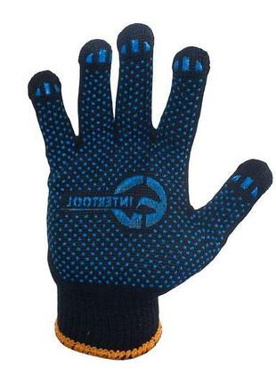 Рукавички intertool 70/30 з точкою 68г чорні 10" (sp-0132) (12 шт.)