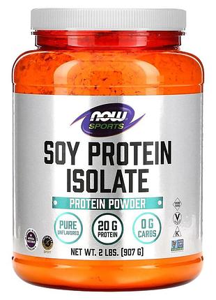 Ізолят соєвого протеїну, soy protein isolate, now foods, sports, порошок, чистий, без смаку, 907 г