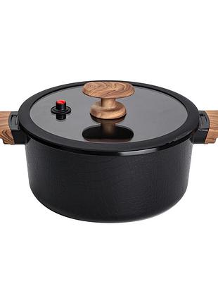 Алюминиевая кастрюля с керамическим антипригарным покрытием 4.7 л ø 24 см черный mgc hp-4-453b