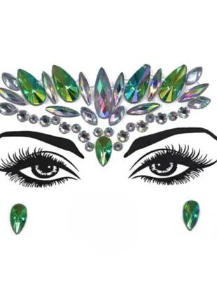 Наклейки на лицо стразы из пластика one size разноцветный