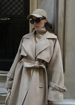 Пальто зимове жіноче вовняне бежеве hot fashion m