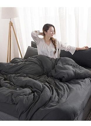 Постельное белье поплин графит семейный