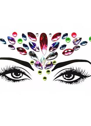 Стразы для макияжа на лицо one size разноцветный