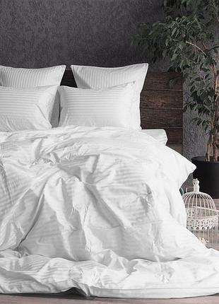 Пододеяльник 240х220см +наволочки 50х70 2шт страйп сатин белый тм moonlight