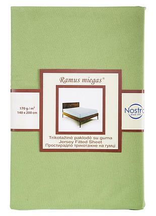 Простынь трикотажная на резинке 90х200 пакистан светло-зеленый