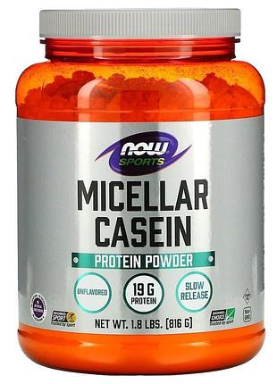 Міцелярний казеїн, micellar casein, now foods, sports, порошок швидкого приготування, без ароматизаторів, 816 г