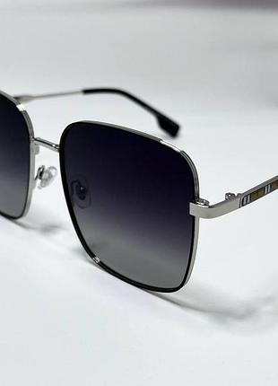 Очки солнцезащитные женские квадраты oversize с поляризационными линзами в тонкой металлической оправе