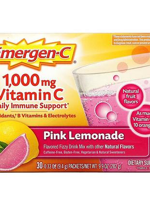 Emergen-c, vitamin c, flavored fizzy drink mix, pink lemonade, 1,000 mg, 30 packets, 0.33 oz (9.4 g) each