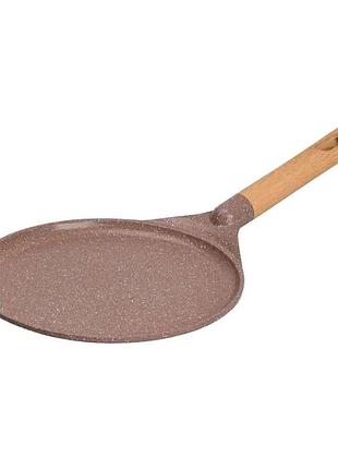 Алюмінієва млинцева сковорода з мармуровим антипригарним покриттям ø 26 см, товсте дно mgc кавового кольору hp-4-429co