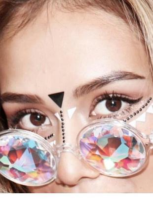 Очки калейдоскоп , круглые солнцезащитные очки, прозрачная оправа yousf