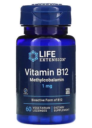 Life extension, витамин b12, метилкобаламин, 1 мг, 60 вегетарианских пастилок