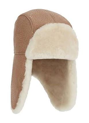 Ugg детская теплая зимняя шапка ушанка девочке 2-3-4 г натуральная овчина замша 50 см