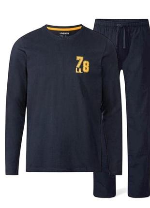 Чоловіча  піжама домашній костюм з фланелевими штанами бавовна