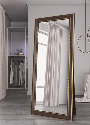 Дзеркало підлогове у ванну 176х76 стильне у широкій рамі, дзеркало підлогове велике на повний зріст у прихожу коричневий