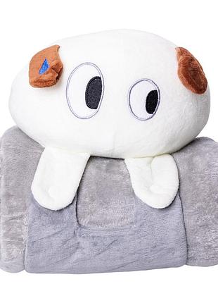 М'яка іграшка-плед собачка 120×160 (см) 2 в 1 сірий colorful home 5616-68g