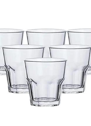 Стакаы набор из 6 штук по 250 мл с толстым дном прозрачный hp555