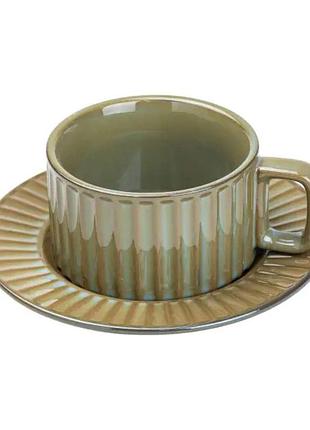 Чашка с блюдцем 250 мл фарфоровая изумрудная hp7210gr