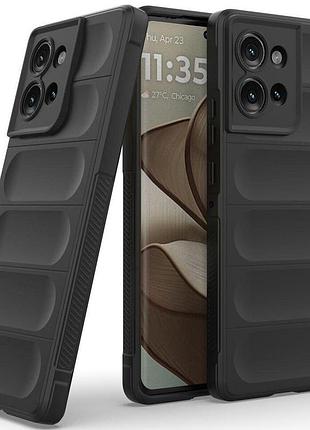 Противоударный силиконовый чехол для motorola edge 50 - black черный микрофибра