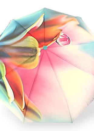 Женский зонт-полуавтомат с цветами №9085 frei regen