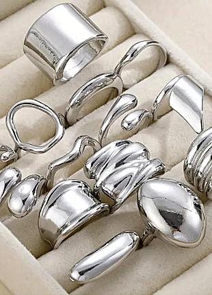 Кольца женские набор 14 единиц стиль минимализма