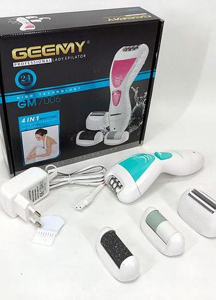 Эпилятор gemei gm-7006 4в1 - профеcсиональный беспроводной эпилятор бритва с насадками триммер + пемза