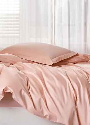 Постельное белье soft peach premium сатин однотон meriset - семейное на резинке полуторный