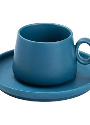 Чашка с блюдцем фарфоровая 300 мл синяя hp7209bl
