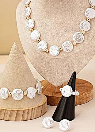 Бижутерия комплект сережки браслет кольцо и колье