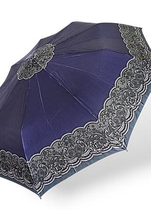Фиолетовый атласный зонт с узором по краю