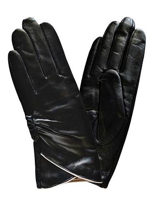 Елегантні чорні сенсорні шкіряні рукавички чорного кольору