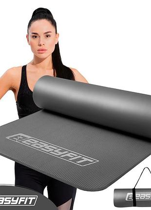 Коврик для йоги и фитнеса easyfit ef-1919-gy, антискользящий, серый, 180×60×1 см, nbr