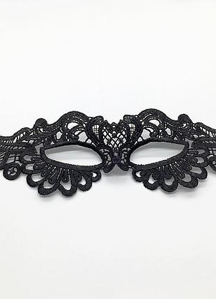 Маска с кружевом маскарадная one size черный