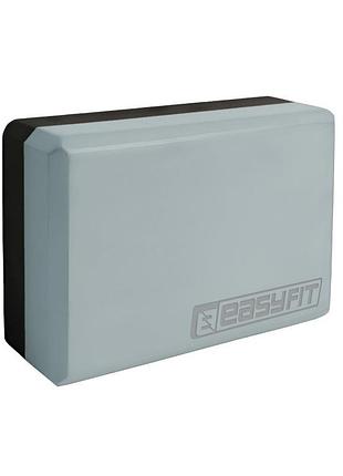 Блок для йоги easyfit ef-1821-gybk, серый, eva пена, 23×15×7,6 см, 200 г (1 шт.)