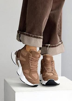 Кросівки зимові з натуральної шкіри / замші, всередині екохутро