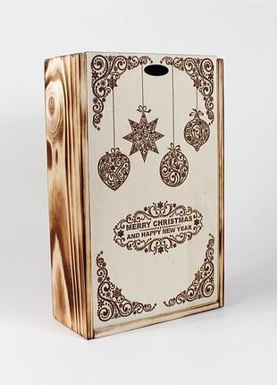 Подарочная коробка "новогодние игрушки" с гравировкой