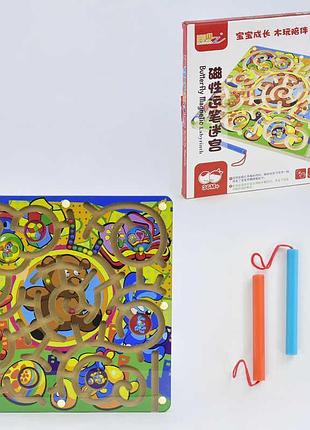 Іграшка дерев'яна гра лабіринт на магнітах c 31326 (60)