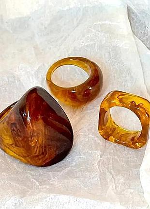 Кольца женские акриловые бижутерия набор 3 единицы