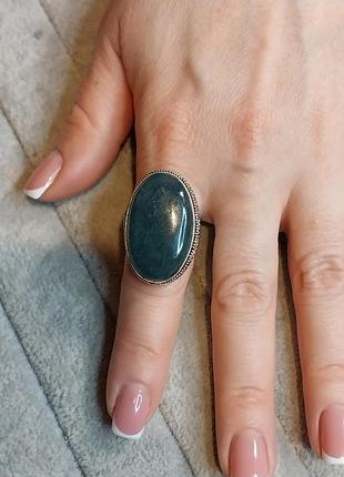 Кільце яшма геліотроп із натуральним каменем яшма, розмір 18.2 з яшмою в серебрі індія