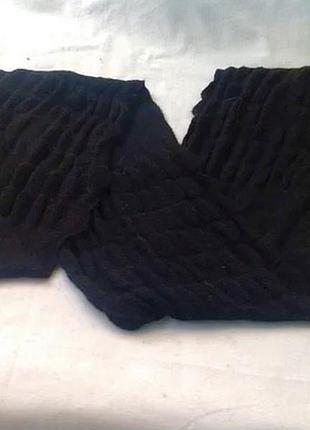 Чёрный и сиреневый шарф вязаный из ангоровой шерсти размер 185 х 18 см 180