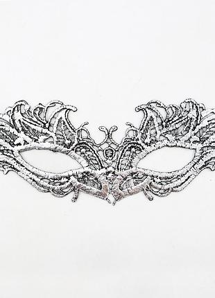 Маска на карнавал маскарадная на завязках унисекс 21 на 6 см серебристый
